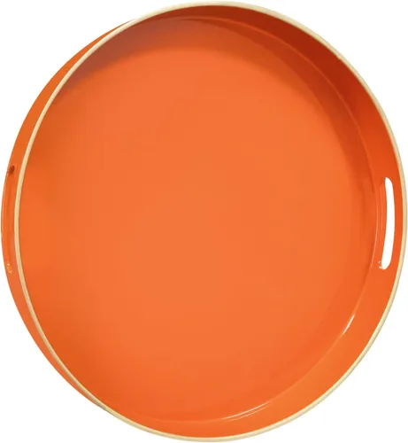 Miniatura 23 de MAONAME - Bandeja decorativa verde oscuro, bandeja de servir redonda de 13 pulgadas con asas, bandejas de plástico para mesa de café, bandejas