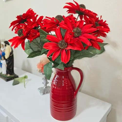 Miniatura 6 de hjn hjn Jarrón de granja de jarra para flores - Jarrón de jarra de cerámica rojo decorativo para tu cocina/Decoración del hogar/Oficina/Sala
