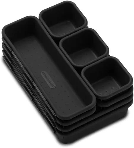 madesmart Paquete de 8 contenedores entrelazados, juego organizador de cajones personalizable para suministros de oficina, herramientas, artículos