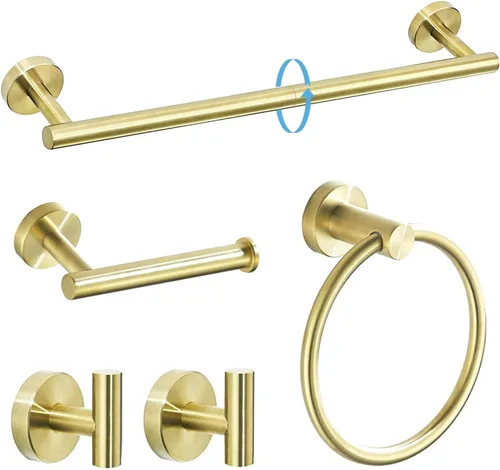 Miniatura 16 de TURS Juego de accesorios de baño de acero cepillado de 5 piezas, juego de barra de toalla de baño de acero inoxidable SUS304, kit de accesorios