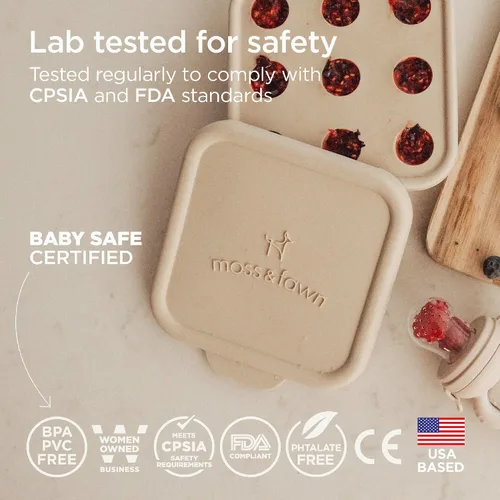 Miniatura 3 de Moss and Fawn Baby's First Bites Bundle - Kit de paletas de leche materna congelada de silicona con alimentador de forraje y bandeja de cubitos