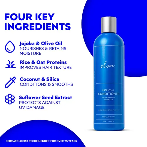 Miniatura 4 de Elon Set de champú y acondicionador sin sulfato (12 onzas) – Champú para cabello teñido para extender el color – Acondicionador para el cabello seco