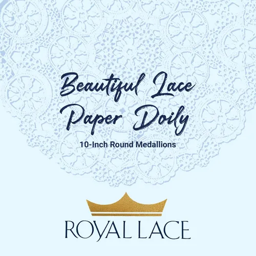 Miniatura 6 de Royal Lace Productos de papel de alta calidad, tapetes de papel redondos de encaje de medallón, 10 pulgadas, lámina dorada, paquete de 8 Dorado