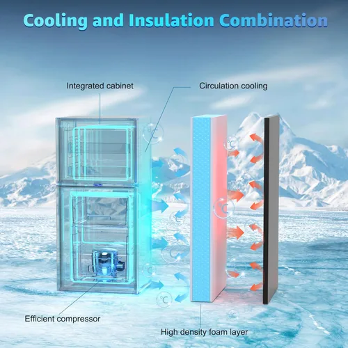 Miniatura 7 de Refrigerador dormitorio con congelador, refrigerador pequeño de 3.45 pies cúbicos con congelador para apartamento, temperatura ajustable de 7