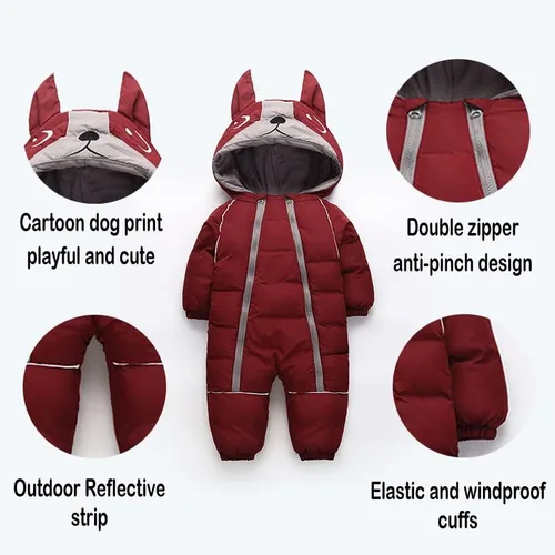 Miniatura 3 de ILYBOZ Traje de nieve para bebé traje de nieve para bebé lindo abrigo de invierno para bebé abrigo cálido con capucha para niños y niñas 1-4 años