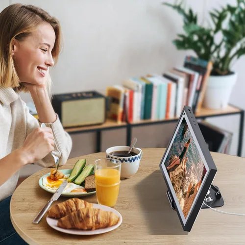 Miniatura 7 de Laivli Soporte de aluminio para Echo Show 15, soporte inclinable para Echo Show 15, con bandeja de almacenamiento, fácil cambio en modo vertical