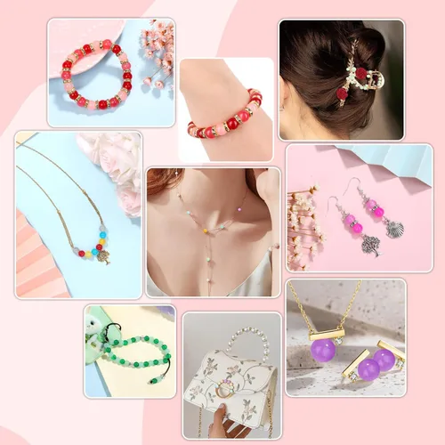 Miniatura 5 de shynek Kit de fabricación de pulseras de 753 cuentas de vidrio, cuentas de vidrio de 24 colores para hacer joyas con cuentas espaciadoras, cuentas