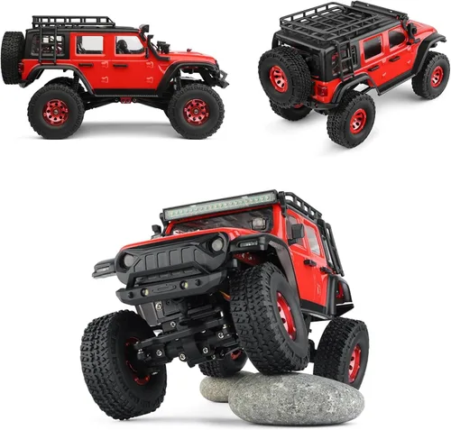 Miniatura 7 de HTLNUZD 1/24 RC Truck 2428 4WD Electric RC Rock Crawler con luz LED 130 Motor de cepillo de carbono 3KM/H Todo Terreno Off Road Racing Car