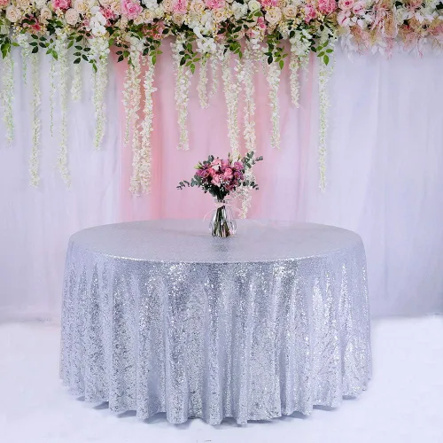 Miniatura 9 de Trlyc Mantel redondo de lentejuelas - Mantel negro brillante de 72 pulgadas para fiestas, bodas, baby shower