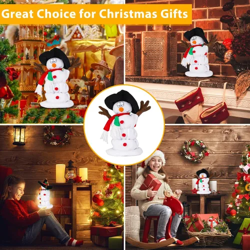 Miniatura 7 de Muñeco de nieve navideño bailando Papá Noel cantando y bailando, juguetes de peluche animados, 6 canciones navideñas en inglés