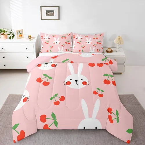 Miniatura 36 de Juego de Edredón de Princesa de Ballet para Niñas Tamaño Individual, Juego de Ropa de Cama de Castillo Arcoíris Kawaii Flores Lindas Mariquita Multi