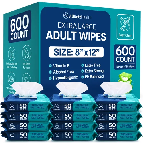 Miniatura 8 de Toallitas de baño para adultos sin enjuague - Toallitas para adultos para personas mayores 20,3 cm x 30,5 cm (200 unidades) Ducha sin enjuague