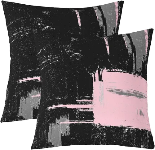 Miniatura 20 de Juego de 2 fundas de almohada abstractas de 16 x 16 pulgadas para niños, niñas, adolescentes, decoración de dormitorio, moderna a rayas, decoración