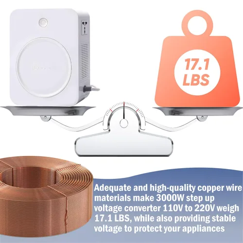 Miniatura 2 de tonchean Convertidor de voltaje elevador de 110 V a 220 V 3000 W Transformador de convertidor de energía resistente con cable de alimentación