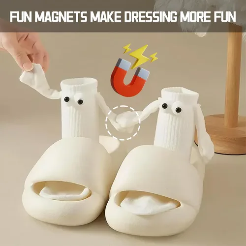 Miniatura 2 de hanvate Paquete de 2 calcetines tomados de la mano, calcetines divertidos y lindos 3D para parejas, regalos para mejores amigos