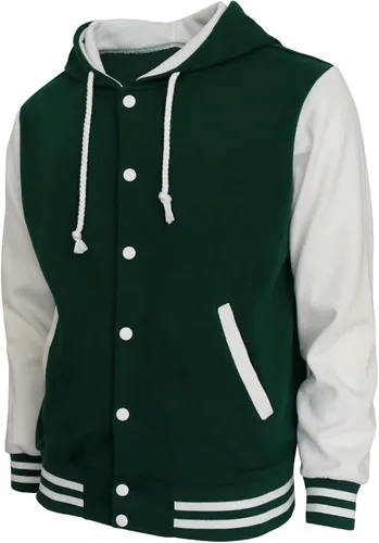 Miniatura 10 de BCPOLO Chaqueta de béisbol con capucha Varsity Cotton Letterman Jacket