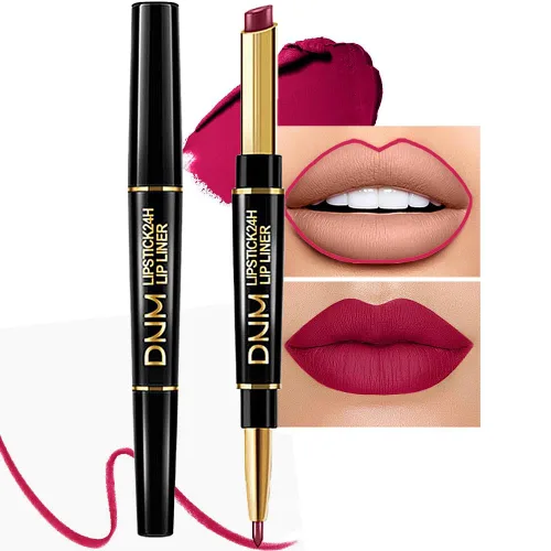 Miniatura 30 de evpct DNM Juego de 3 delineadores de labios y lápices de labios, ciruela morada, malva, rojo vino, para mujer, mate, larga duración de 24 horas
