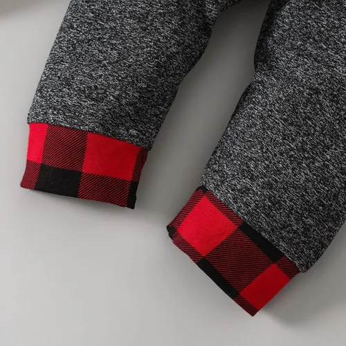 Miniatura 6 de Conjunto de ropa para bebé niño a cuadros para otoño e invierno, de manga larga, sudadera con capucha y pantalones