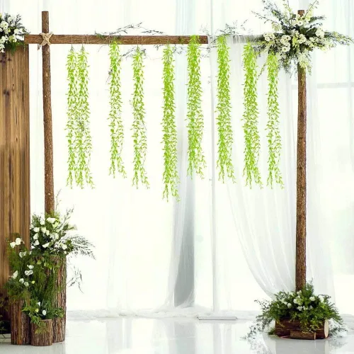 Miniatura 2 de Paquete de 10 enredaderas artificiales, hiedra colgante, sauce, hojas verdes, plantas de plástico, guirnalda sintética resistente a los rayos UV