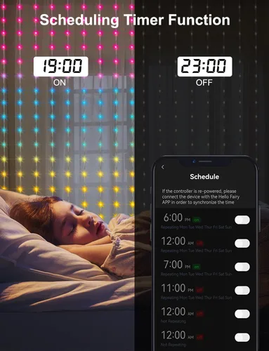 Miniatura 4 de Luces de cortina inteligentes LumBelle 6.6x6.6 pies, luz de cortina de 400 LED con control remoto por aplicación, sincronización con música, luces