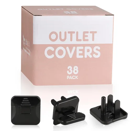 Babepai - Juego de 38 fundas para enchufes eléctricos a prueba de niños, color negro, mejoradas para seguridad para bebés