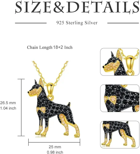 Miniatura 121 de Collares con colgante de perro de plata de ley S925 – 24 razas corgi/husky/labrador/pastor para mujer