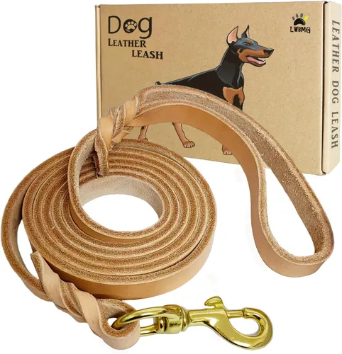 Miniatura 10 de LWBMG Correa de cuero para perro de 8 x 3/4 pulgadas, correas de perro para perros grandes, resistentes, fuertes y suaves, hechas a mano, trenzadas