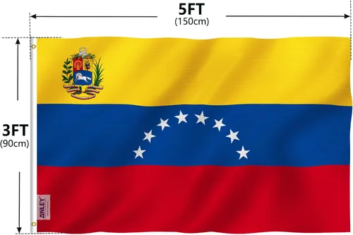 Miniatura 7 de Anley Fly Breeze - Bandera de Venezuela de 8 estrellas de 3 x 5 pies, color vivo y a prueba de decoloración, cabecera de lona y doble costura