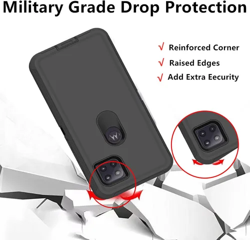 Miniatura 6 de Funda para Motorola Moto One 5G Ace, funda resistente de poliuretano termoplástico suave, policarbonato duro, resistente, a prueba de golpes, a Negro