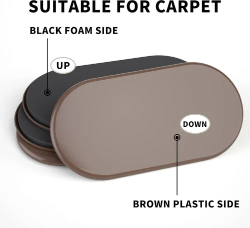Miniatura 4 de Yelanon Deslizadores de muebles – 8 unidades de 9 1/2 pulgadas de color marrón para alfombras, almohadillas de muebles, suelos de madera dura