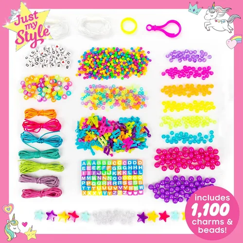 Miniatura 2 de Just My Style ABC Beads by Horizon Group Usa, más de 1000 dijes y cuentas, dijes del alfabeto, cuentas semilla de acento, cordón de cera