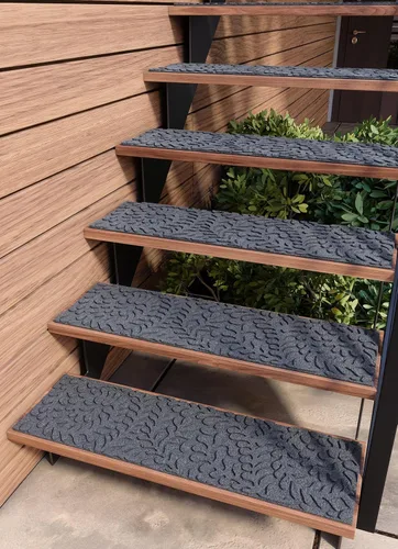 Miniatura 8 de FINEHOUS Peldaños de escalera para exteriores, antideslizantes, 35 x 10 pulgadas (paquete de 6), peldaños de alfombra con respaldo de goma