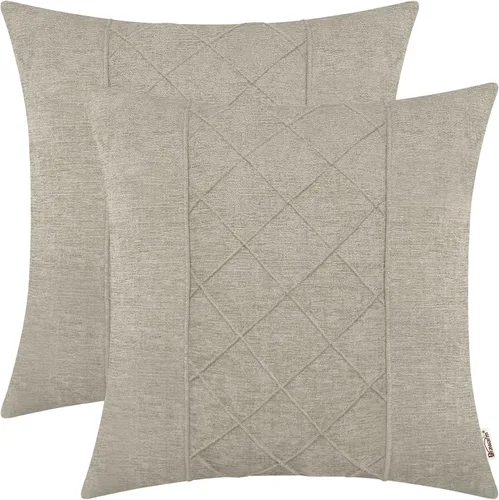 Miniatura 33 de BRAWARM Fundas de almohada 40x40 cm - Paquete de 2 fundas de almohada de chenilla negra, fundas de almohada de chenilla suave teñida sólida