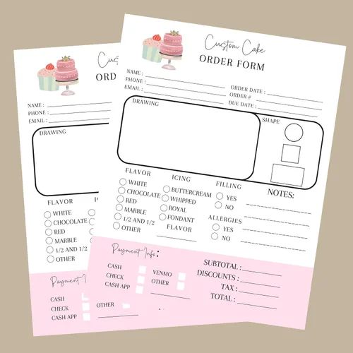 Miniatura 3 de Hojas de formulario de pedido de pastel personalizadas Paquete de 50 para panaderos, postres, bodas, fiestas de cumpleaños, libro de formularios