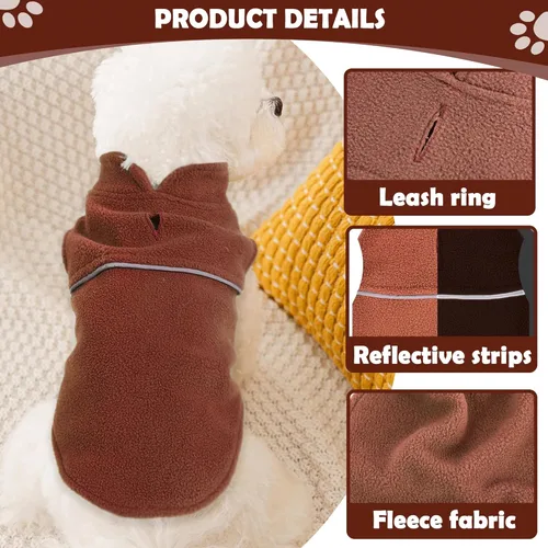 Miniatura 2 de Suéteres para perros pequeños hembras, chaleco de forro polar para perra, suéter con agujero para la correa, pullover cálido, chaqueta para Café