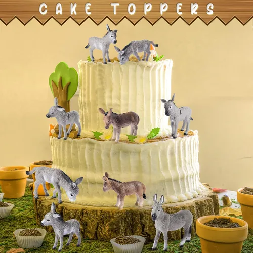 Miniatura 4 de Deekin 9 piezas de figura de burro en miniatura de juguete de burro pequeño de plástico figura de animales recuerdos de fiesta juguetes de granja