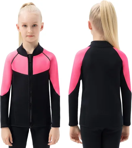 Miniatura 8 de Trajes de neopreno para niños, 0.118 in, de manga larga, con cremallera frontal, para niños y niñas, para mantener el calor en deportes acuáticos