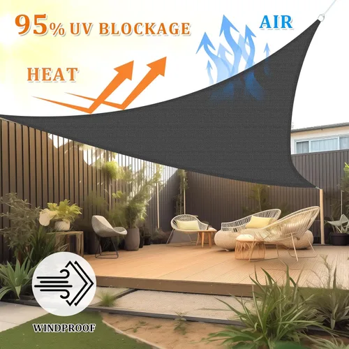 Miniatura 2 de Shade&Beyond - Parasol triangular para patio, césped, jardín, pérgola, Beige Gris oscuro