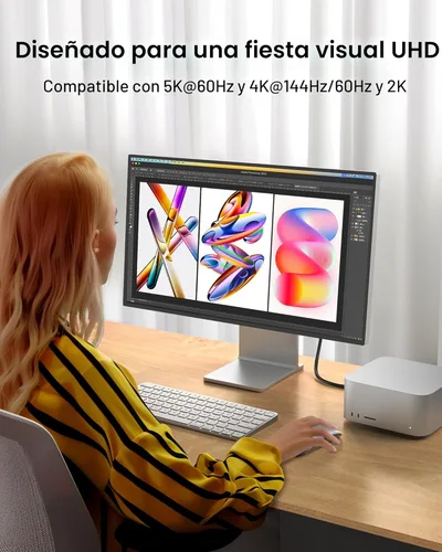 Miniatura 4 de Silkland Cable de monitor USB C en ángulo recto de 5 pies, pantalla 8K @30Hz 5K/4K @60Hz, transferencia de datos de 20 Gbps, cable de video USB C