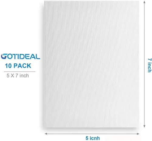 Miniatura 2 de GOTIDEAL Bastidores entelados, 5x7 pulgadas, juego de 10, blanco preparado - Tablas de lienzo de 100% algodón para artistas para pintar, verter