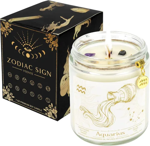 Miniatura 10 de Regalo de velas de signo del zodiaco Sagitario, tarro de velas de cristales del signo del zodiaco, astrología con aroma a lavanda, velas de soja