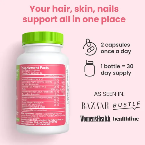 Miniatura 9 de Vitaminas para el crecimiento del cabello con biotina, probado, para cabello, piel y uñas, mujeres y hombres, aborda deficiencias de vitamina que