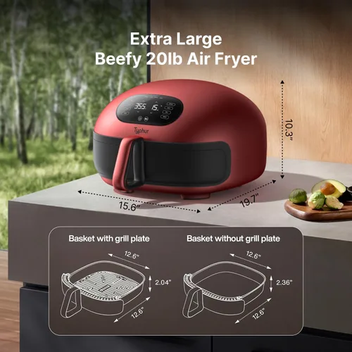 Miniatura 5 de Typhur Dome 2 AI Smart Air Fryer, Large Flat Airfryer with Top & Bottom Heating, Self-cleaning Digital Fryer, PFAS free Ceramic Basket, Fits a 12
