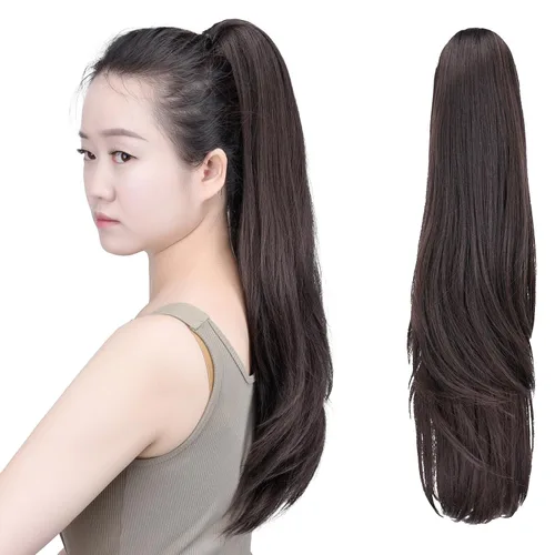 Miniatura 67 de SYXLCYGG Auburn Clip Cola de caballo Clip Cola de caballo Extensión de cola de caballo ondulado 10 pulgadas 3.5 oz pelo sintético falso pieza