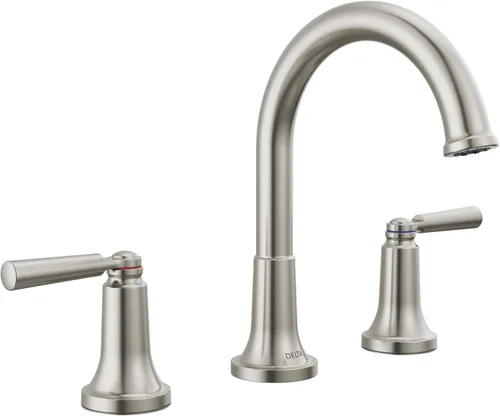 Miniatura 9 de Delta Saylor - Grifo de baño de níquel cepillado de 3 agujeros, grifo de fregadero de baño de 8 pulgadas para tocador, ensamblaje de drenaje