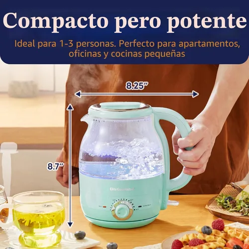 Miniatura 3 de Elite Gourmet EKT1220M - Hervidor eléctrico de vidrio de 1.2 L sin BPA de 1200 W, función de marcación de temperatura para mantener el calor, base