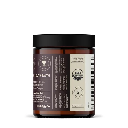 Miniatura 9 de Erbology Polvo orgánico de bayas de aronia de 3.2 onzas, 30 porciones, apoya la salud de la piel, rico en antocianinas, de origen sostenible