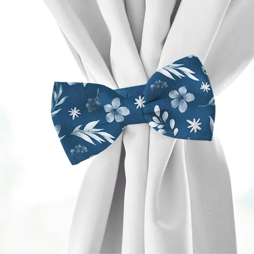 Miniatura 5 de Whaline Paquete de 12 piezas de tela de algodón blanco y azul, acuarela, Navidad, cuartos gordos de Navidad, hojas de copo de nieve blancas