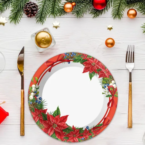 Miniatura 7 de Chiazllta 48 platos de papel para fiesta de Navidad, platos desechables de postre de Pascua para fiestas temáticas de vacaciones y Año Nuevo