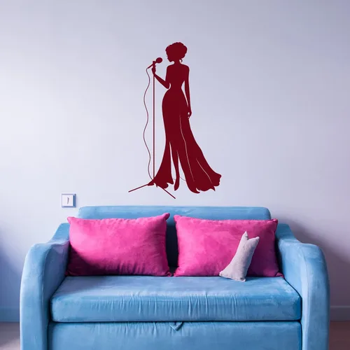 Miniatura 5 de Vinilo Vinilo Vinilo Vinilo Calcomanía Jazz Cantante Mujer Micrófono Señora Música Viva Pegatinas Decoración Grande (1063 ig)